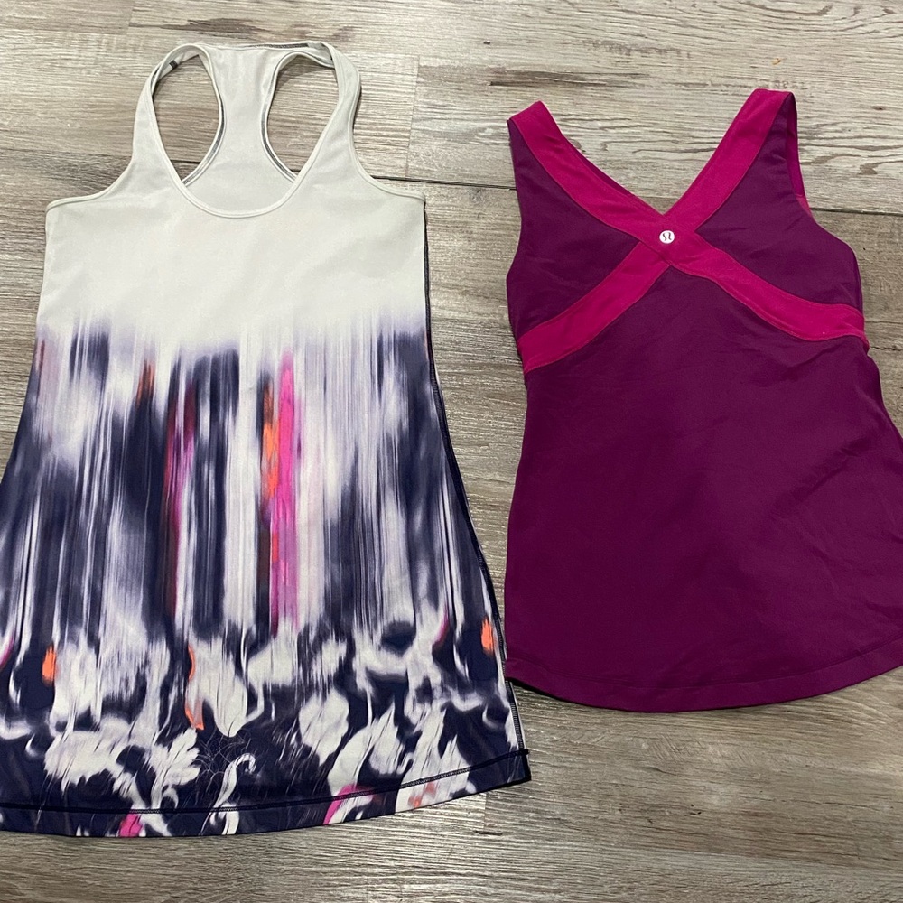 lululemon athletica White and Purple Tank Tops